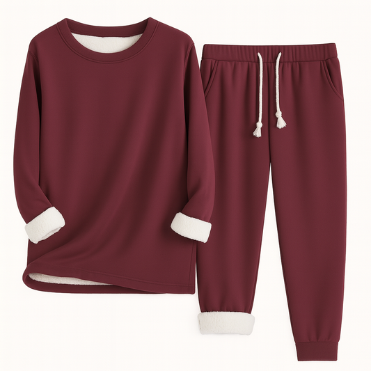 Melina | Set Invernale Comfort – Felpa Girocollo & Joggers Felpati