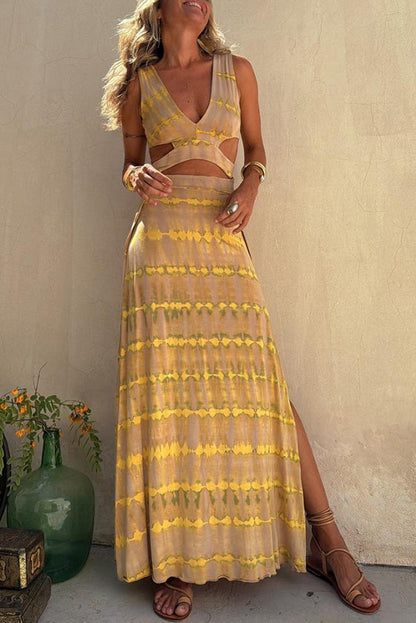 Miky - Vestito Plunge Cut-Out in Lino