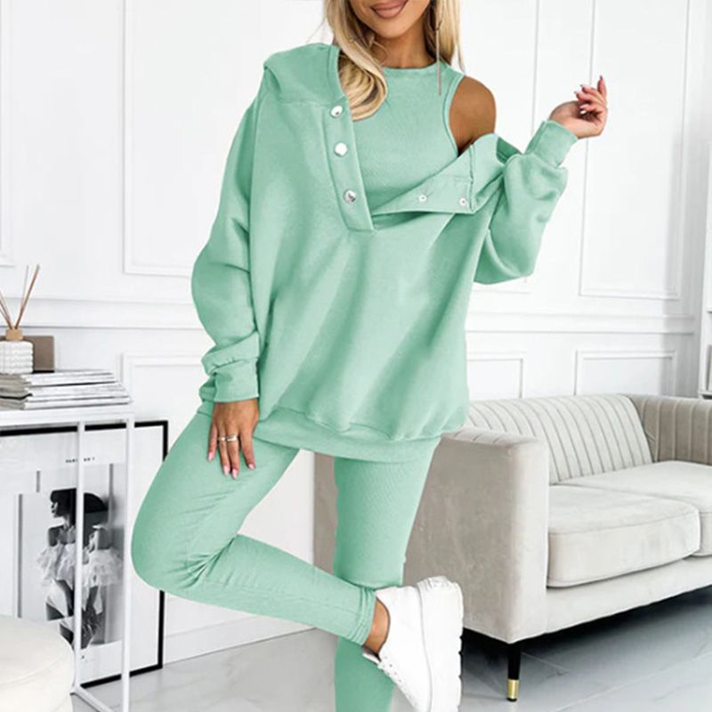 Elena – Set Comodo 3 Pezzi (Maglia + Felpa con Cappuccio + Pantaloni)