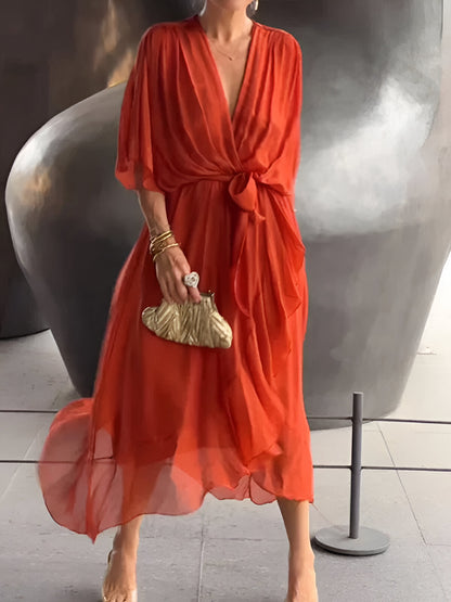 Monica | Abito in chiffon con scollatura a V